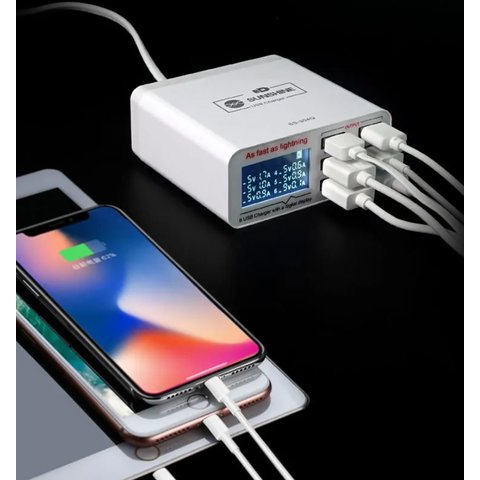 Сетевое зарядное устройство Sunshine SS-304Q, 40 Вт, Quick Charge, Fast Charge, 6 портов Превью 1