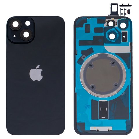 Carcasa puede usarse con iPhone 14, negro,  con sujetador de tarjeta SIM, con botones laterales, HC, Global, midnight Vista previa  1