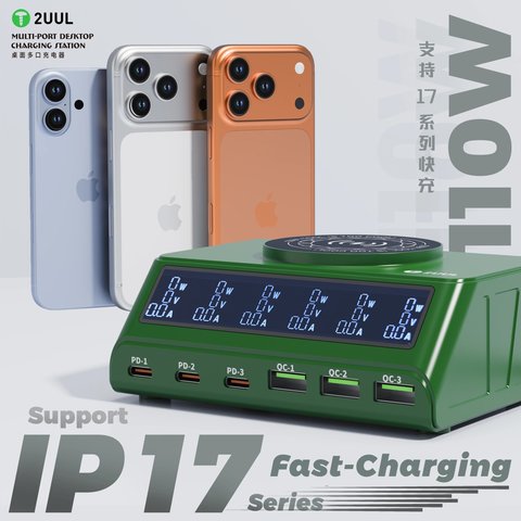 Adaptador de red 2UUL PC11, 110 W, Quick Charge, Power Delivery (PD), MagSafe, con cargador inalámbrico, 6 puertos Vista previa  3