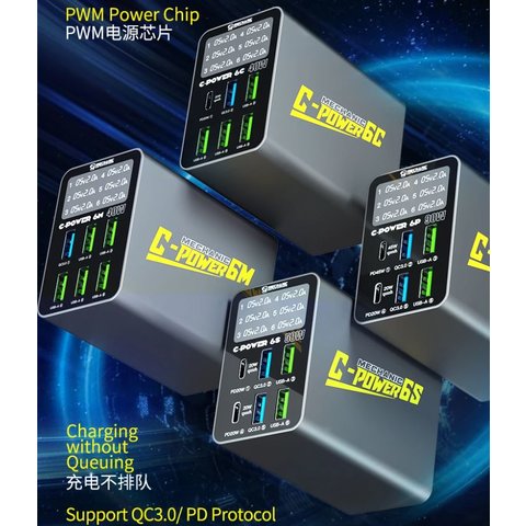 Мережевий зарядний пристрій Mechanic C-Power 6S, 50 Вт, Quick Charge, Power Delivery (PD), 6 портів Прев'ю 2