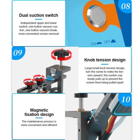 Устройство для расклеивания дисплейного модуля (сепаратор) Sunshine S-918M, с вакуумным насосом, используется для экранов до 7" Превью 8