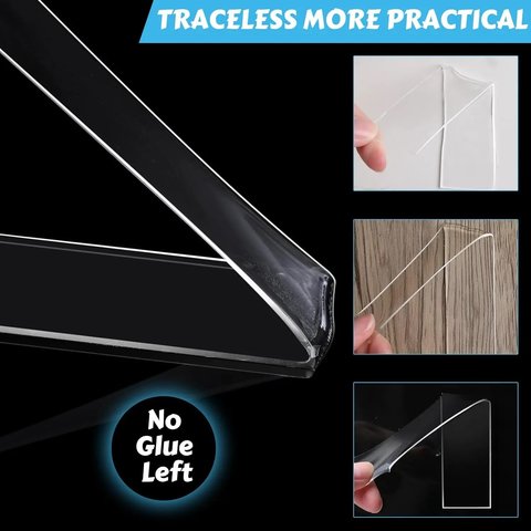 Двостороння нано-стрічка Ivy Grip, силікон, 1 м, 20 мм, 2 мм, прозора, багаторазова Прев'ю 3