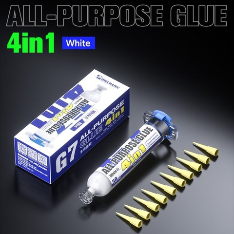 Клей Mechanic G7, поліуретановий, білий, швидковисихаючий, для приклеювання задніх кришок, для дисплейних рамок, 30 мл Прев'ю 7