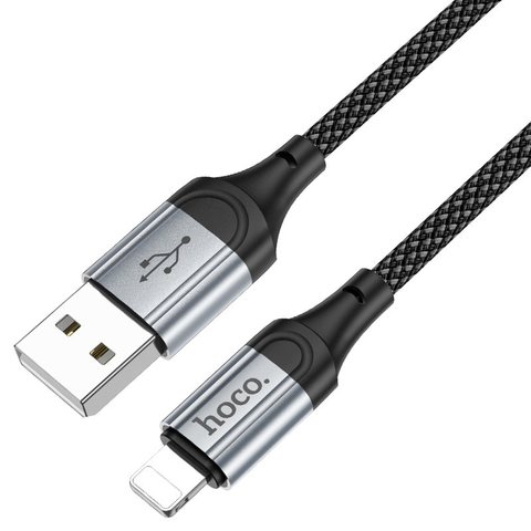 USB кабель Hoco X102, USB тип-A, Lightning, 100 см, 2,4 А, чорний, в нейлоновому обплетенні, #6942007608756 Прев'ю 2