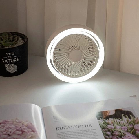 Вентилятор N601, черный, с лампой, с держателем, с аккумулятором, настольный, USB тип-C Превью 4