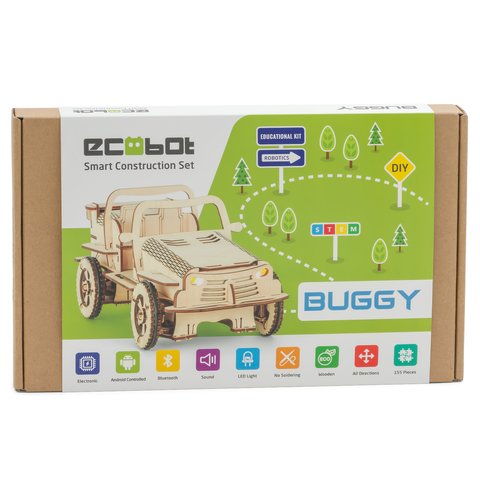 Деревянный конструктор EcoBot автомобиль Багги с Bluetooth управлением Превью 7